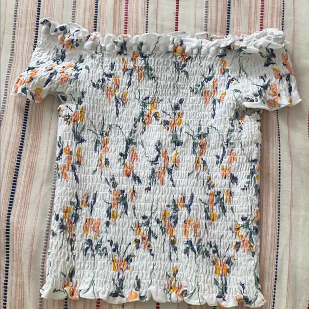 Floral off the shoulder shirt